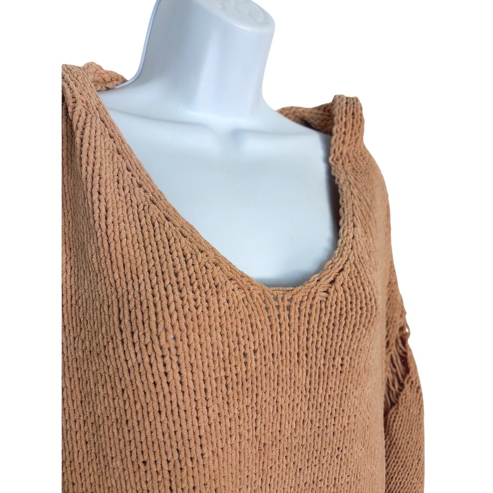 Pol Womens Boho Grunge Hoodie Sweater Distressed Chunky Knit Oversized L - Picture 3 of 7